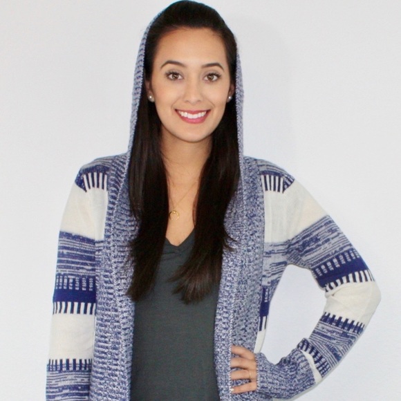 Long, hooded knit cardigan - Picture 1 of 2